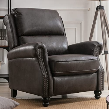 CANMOV Pushback Recliner Chair Faux Leather Armchair with Rivet Decoration for Relaxation