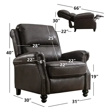 CANMOV Faux Leather Pushback Recliner Chair with Rivets