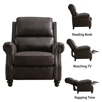 CANMOV Faux Leather Pushback Recliner Chair with Rivets