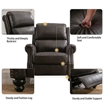 CANMOV Faux Leather Pushback Recliner Chair with Rivets