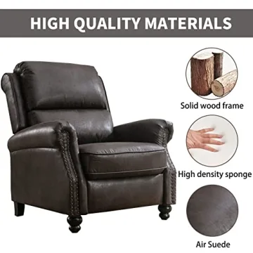 CANMOV Faux Leather Pushback Recliner Chair with Rivets