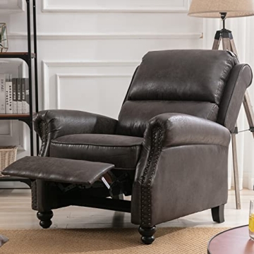 CANMOV Faux Leather Pushback Recliner Chair with Rivets