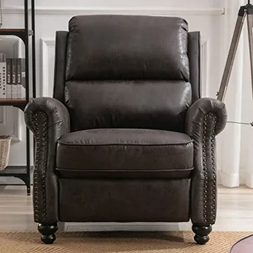 CANMOV Faux Leather Pushback Recliner Chair with Rivets