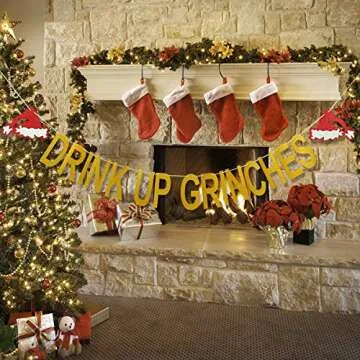 Gold Glitter Merry Grinchmas Banner Grinches Christmas Banner Grinches Christmas Decorations Banner for Grinches Christmas Party Supplies Grinchmas Christmas Party Decorations