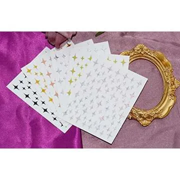 Stars Nail Art Stickers Decals 6Sheets Nail Art Supplies 3D Self-Adhesive Nail Art Decoration Stars ...