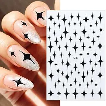 Stars Nail Art Stickers Decals 6Sheets Nail Art Supplies 3D Self-Adhesive Nail Art Decoration Stars Holographic Laser Design Nail Art Accessories Women and Girls DIY Acrylic Nail Art