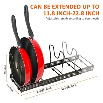 ROOHUA Pot Rack Expandable Organizer for Kitchen Storage