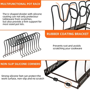 ROOHUA Pot Rack Expandable Organizer for Kitchen Storage