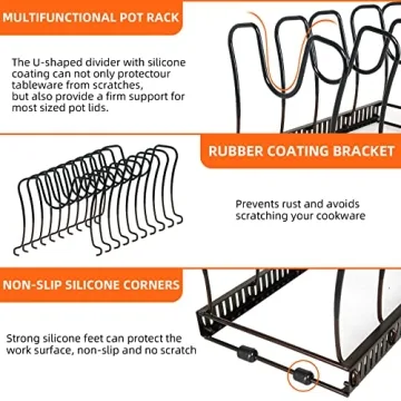 ROOHUA Pot Rack Expandable Organizer for Kitchen Storage