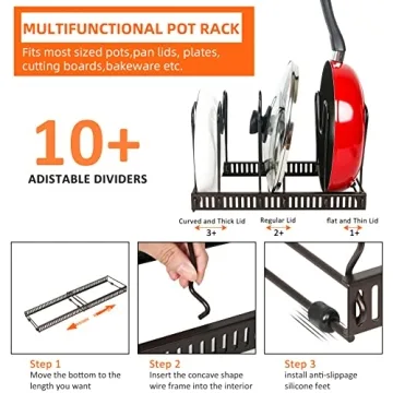 ROOHUA Pot Rack Expandable Organizer for Kitchen Storage