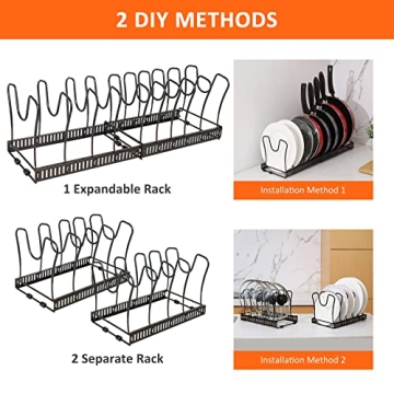 ROOHUA Pot Rack Expandable Organizer for Kitchen Storage