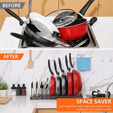 ROOHUA Pot Rack Expandable Organizer for Kitchen Storage