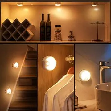 Motion Sensor Light Indoor Rechargeable 3PACK,65 Lumen+3 Modes Sensor Lights Indoor, Just-Stick-it Stairs Lights Indoor Motion Light Indoor,Rechargeable Motion Sensor Light Indoor Motion Sensor Light
