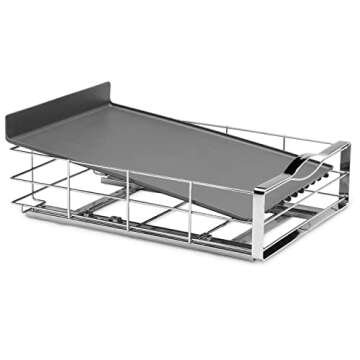 simplehuman 14 inch Pull-Out Cabinet Organizer, Heavy-Gauge Steel Frame, gray