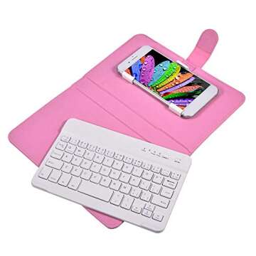 Sanpyl Bluetooth Keyboard for Phone, Mini Portable Bluetooth Keyboard with Flip Protective Cover Fol...