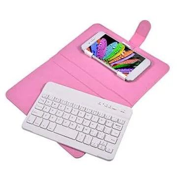 Sanpyl Bluetooth Keyboard for Phone, Mini Portable Bluetooth Keyboard with Flip Protective Cover Fol...