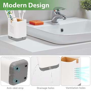 Stylish Boperzi Toothbrush Holder with Eco-Friendly Bamboo Divider