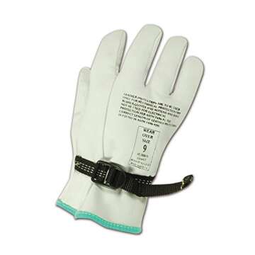 MAGID PowerMaster 12501PS Leather Linesmen Protector Gloves, 1 Pair, 9.5” Length, Size 9/Large