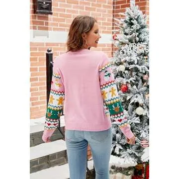 LUBOT Ugly Christmas Sweaters for Women Cute Cat Fuzzy Funny Wintertime and Holiday Parties Knitted Pullover Sweater Alpaca XXL