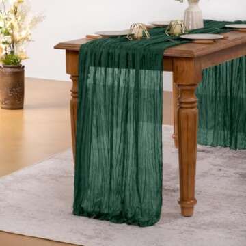 MLMW 4 Pack Emerald Green St. Patrick's Day Table Runner Spring Cheesecloth Table Runner 160 inch Boho Cheese Cloth Gauze Sheer Runner Extra Long 13.3ft for Wedding Party Baby Bridal Shower Birthday