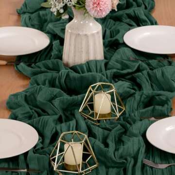 MLMW 4 Pack Emerald Green St. Patrick's Day Table Runner Spring Cheesecloth Table Runner 160 inch Boho Cheese Cloth Gauze Sheer Runner Extra Long 13.3ft for Wedding Party Baby Bridal Shower Birthday