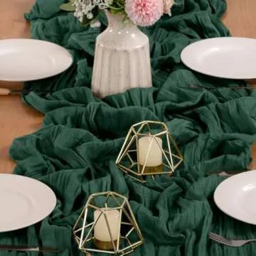 MLMW 4 Pack Emerald Green St. Patrick's Day Table Runner Spring Cheesecloth Table Runner 160 inch Boho Cheese Cloth Gauze Sheer Runner Extra Long 13.3ft for Wedding Party Baby Bridal Shower Birthday