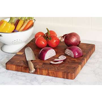 Ironwood Gourmet 28218 Square Charleston End Grain Chef's Board , Acacia Wood 14" Square