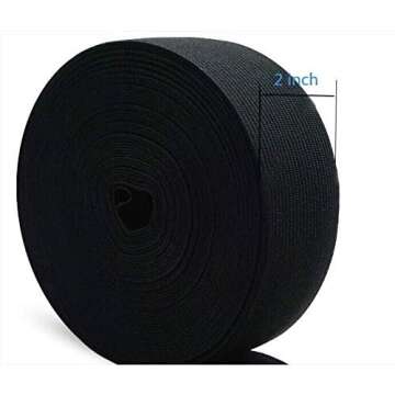 viaili 2 Inch by 11 Yard Heavy Stretch High Elasticity Elastic Spool Knit Elastic Bands for Sewing (Black, 2inch)