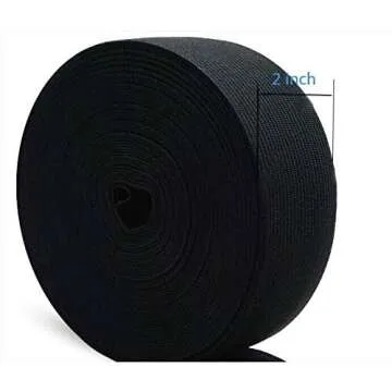 viaili 2 Inch by 11 Yard Heavy Stretch High Elasticity Elastic Spool Knit Elastic Bands for Sewing (Black, 2inch)