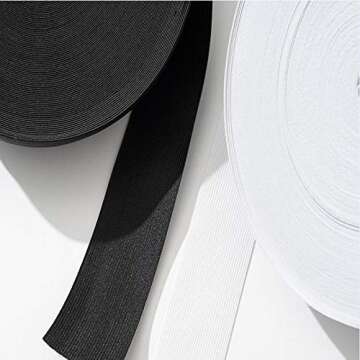 viaili 2 Inch by 11 Yard Heavy Stretch High Elasticity Elastic Spool Knit Elastic Bands for Sewing (Black, 2inch)