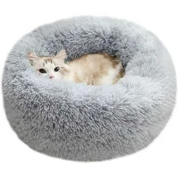Cozy Plush Round Pet Bed for Cats & Small Dogs