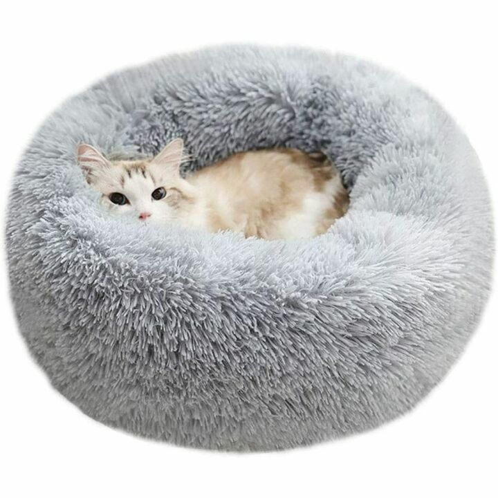 Cozy Plush Round Pet Bed for Cats & Small Dogs