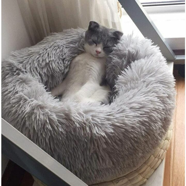 Cozy Plush Round Pet Bed for Cats & Small Dogs