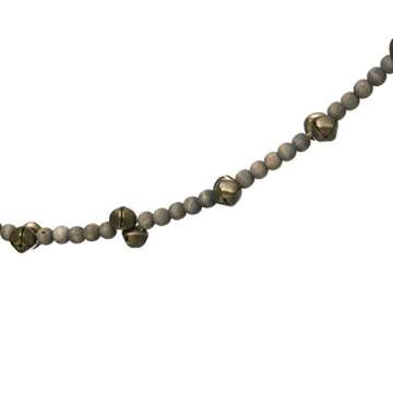 Creative Co-Op 72" Paulownia Bead Jingle Bells Wood Garlands, Grey