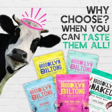 Brooklyn Biltong Beef Jerky Snack (2 oz, Pack of 5) - Grass Fed, Whole30, Zero Sugar, Paleo Friendly with No Artificial Ingredients, 32g of Protein per package, No Sugar Everyday Snack