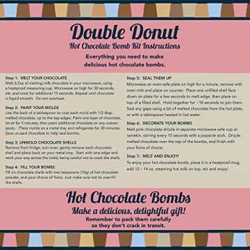 Double Donut DIY Hot Chocolate Bomb Kit, Makes 6 Chocolate Bombs, Includes 2 Silicone Molds For Chocolate Bombs, Melting Chocolate, Hot Cocoa Packets, Sprinkles, Marshmallow, Great Christmas Gifts