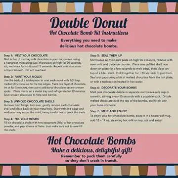 Double Donut DIY Hot Chocolate Bomb Kit, Makes 6 Chocolate Bombs, Includes 2 Silicone Molds For Chocolate Bombs, Melting Chocolate, Hot Cocoa Packets, Sprinkles, Marshmallow, Great Christmas Gifts