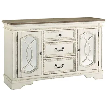 Signature Design by Ashley Realyn French Country Distressed Dining Room Buffet Cabinet or Server, Ch...