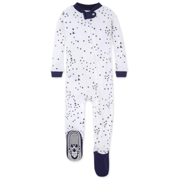 Burt's Bees Baby Boys Pajamas - Zip-front Non-slip Footed PJs for Ages 0-3