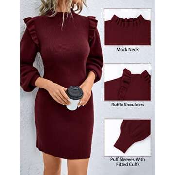 Mini Sweater Dress for Women Stylish Mock Neck Design