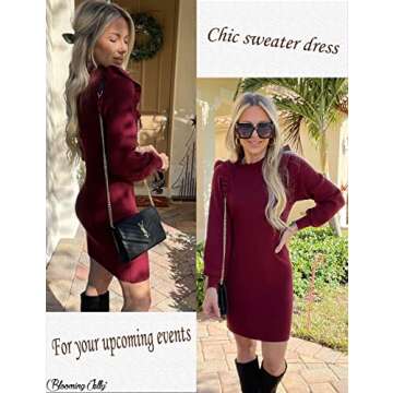 Mini Sweater Dress for Women Stylish Mock Neck Design