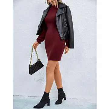 Mini Sweater Dress for Women Stylish Mock Neck Design