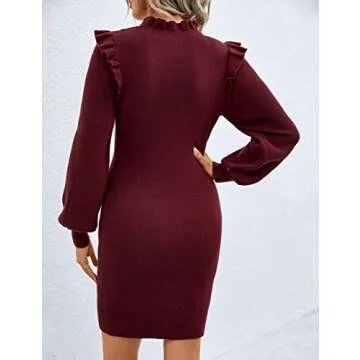 Mini Sweater Dress for Women Stylish Mock Neck Design