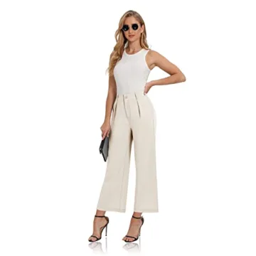 Siliteelon Women's High Waist Palazzo Pants for Work Casual
