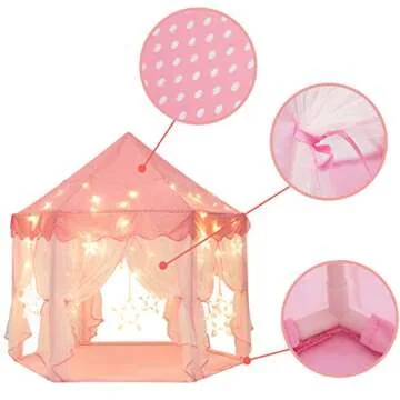 Sunnyglade Princess Tent with Star Lights for Kids