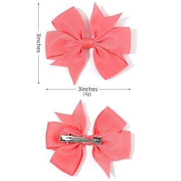 40PCS 3 Inch Hair Bows for Girls Grosgrain Ribbon Toddler Accessories with Alligator Clip Bow Baby Kids Teens