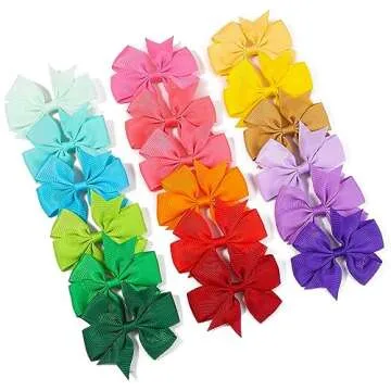40PCS 3 Inch Hair Bows for Girls Grosgrain Ribbon Toddler Accessories with Alligator Clip Bow Baby Kids Teens