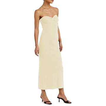 Women’s Midi Dress Sexy Sweetheart Neck Ribbed Knit Twisted Backless Sleeveless Summer Beach Party Date Midi Bodycon Dress (as1, Alpha, x_s, Regular, Regular, Beige, X-Small)