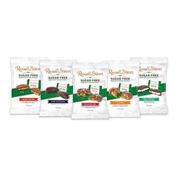 Russell Stover Sugar Free Dark Chocolate Mint Patties with Stevia, 3 Ounce Bag