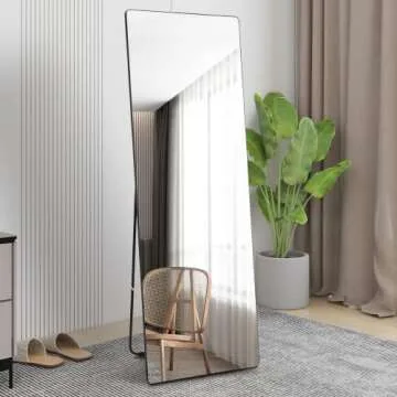 Vlsrka 63" x 18" Full Length Mirror Floor Standing Mirror, Full Body Mirror Wall Mirror, Stand Up Mirror, Large Long Mirror Big Tall Mirror, Full Size Mirror for Bedroom Living Room (Black)